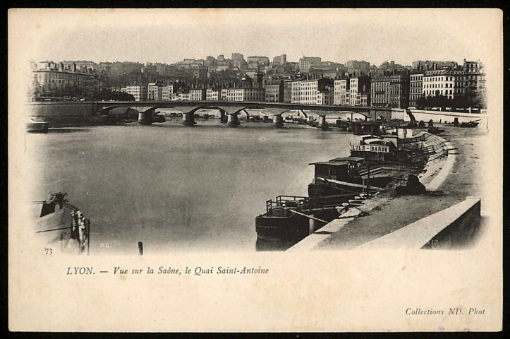 Lyon. Vue de la Saône, le quai Saint-Antoine.