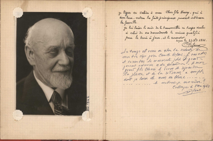 Livre de raison de Camille Rifaux.