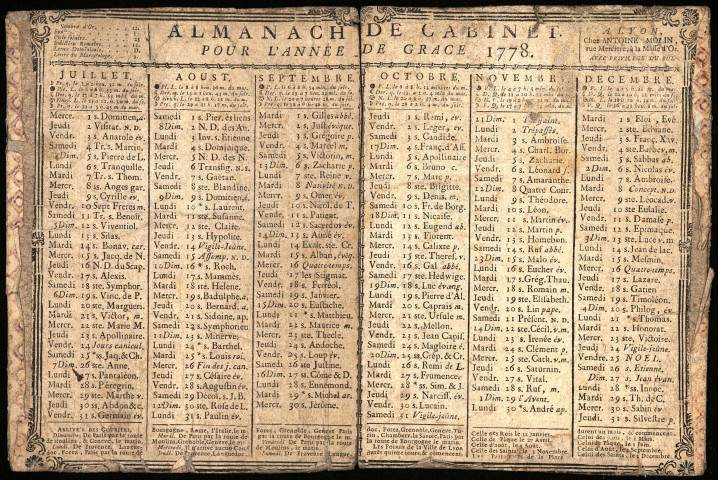 Almanach de cabinet pour l'année de grâce 1778.
