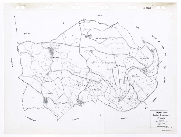 Section D dite du Bourg 1ère feuille. Plan révisé pour 1944. Edition à jour pour 1985.