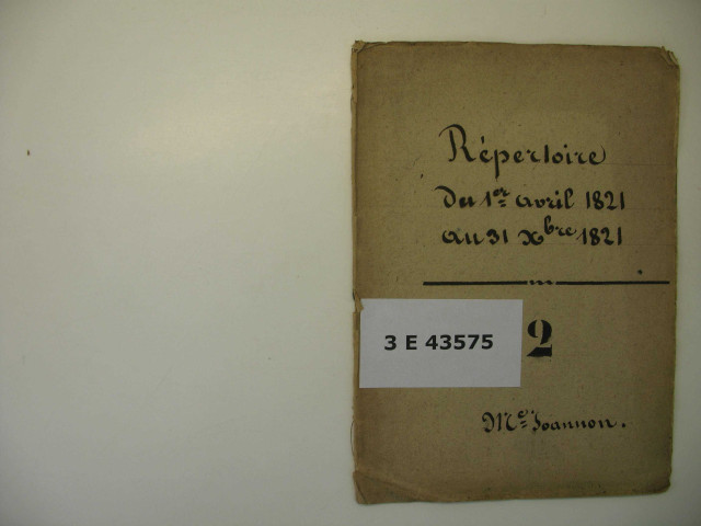 7 avril-31 décembre 1821