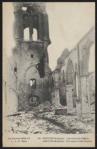 Pervyse. Les ruines de l'église.