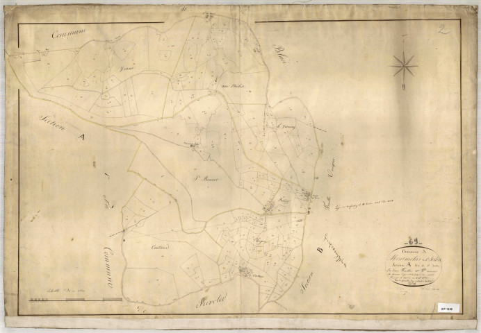 Section A dite de Saint-Sorlin, feuille n°2 (parcelles 134-347).