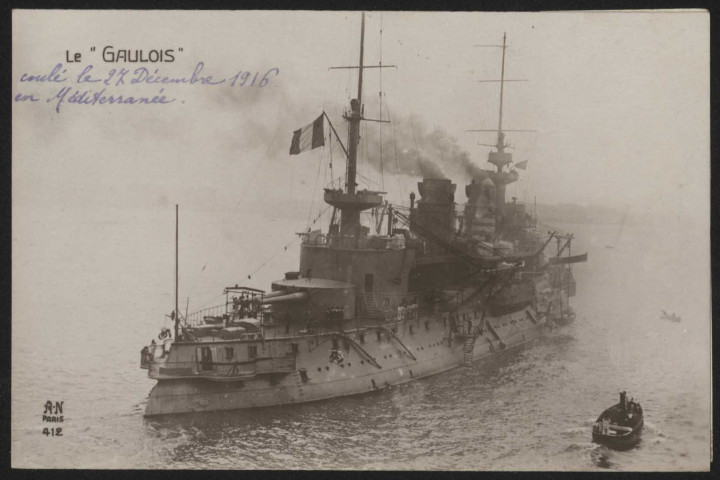 « Le Gaulois ». Coulé le 27 décembre 1916 en Méditerranée.
