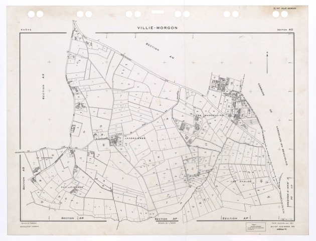 Section AO. Feuille renouvelée pour 1961. Edition à jour pour 1992.