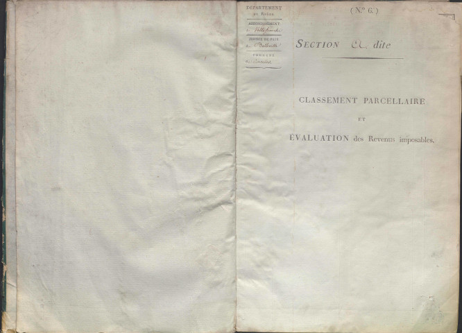 État de sections et matrice de rôle de la contribution foncière.