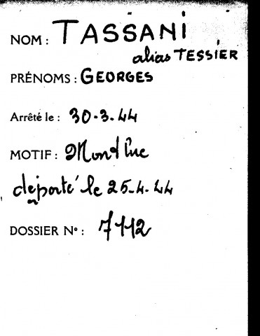 TASSANI Georges (alias TESSIER)