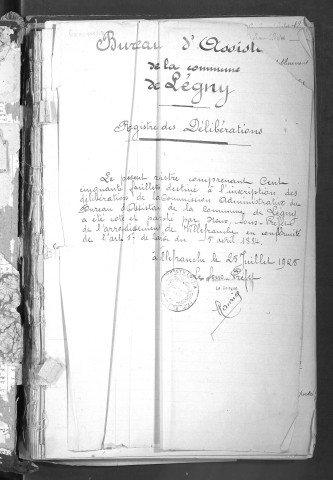 Registre de délibérations du bureau de bienfaisance.