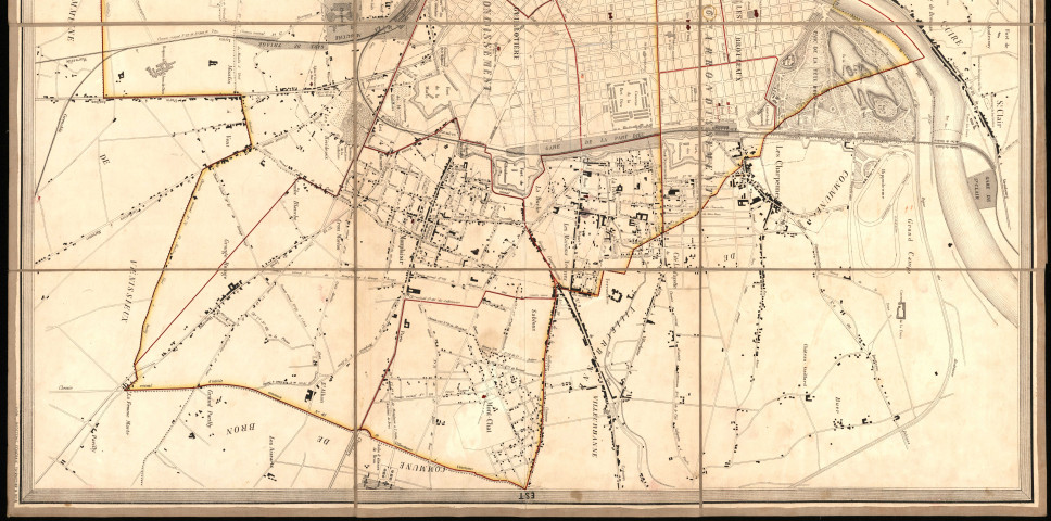 Plan des limites des paroisses de Lyon.