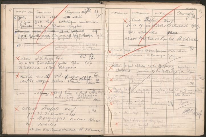 Prison de Montluc pendant l'Occupation : registre d'écrou (mai-juillet 1943).