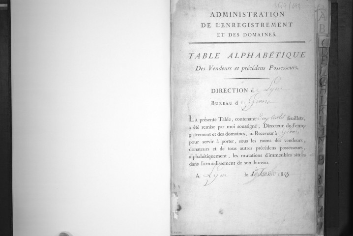 Janvier 1813-décembre 1820.