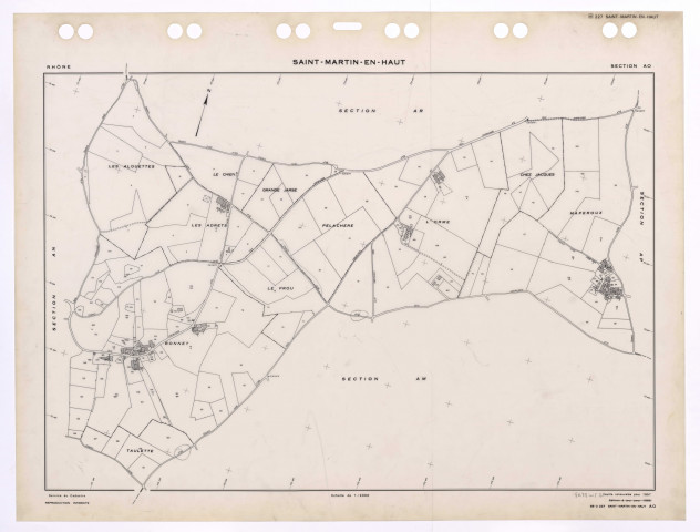 Section AO. Feuille renouvelée pour 1957. Edition à jour pour 1985.