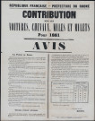 Contribution sur les voitures, chevaux, mules et mulets pour 1881. Avis (10 novembre 1880).