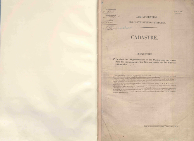 État de sections et matrice des propriétés foncières.