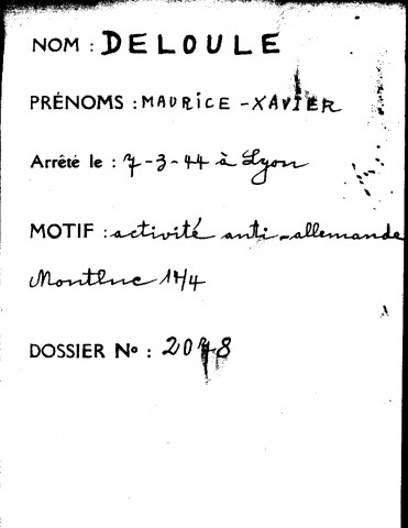 DELOULE Maurice Xavier