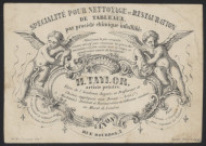 Spécialité pour nettoyage et restauration de tableaux par procédé chimique infaillible H. Taylor, artiste peintre - Lyon.