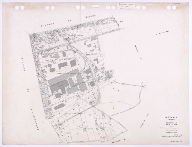 Section D 2e feuille. Feuille dressée en 1829, révisée à jour pour 1934. Edition à jour pour 1991. Remaniement partiel en cours.