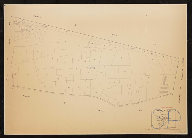 Section C feuille n°5 (partie de l'ancienne feuille unique). Plan cadastral révisé pour 1936. 2e édition à jour pour 1977.