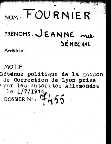FOURNIER Jeanne (née SENECHAL)