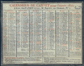 Calendrier de cabinet pour l'année 1822.