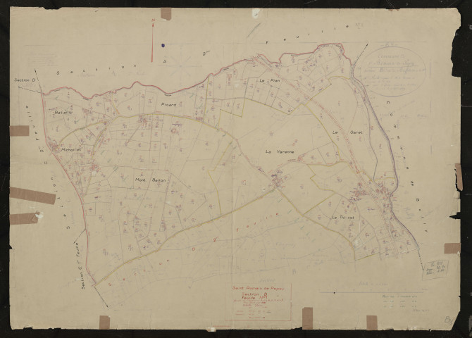 Section B feuille n°1 (partie de l'ancienne section B feuille n°1). Plan révisé pour 1951.