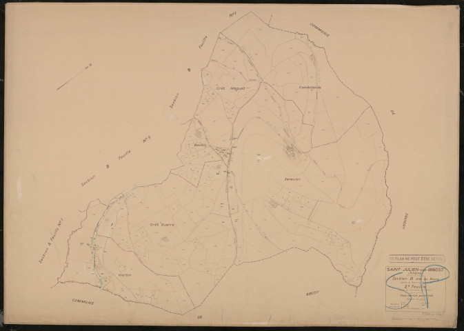 Section B dite du Bourg (partie de l'ancienne section B) 2e feuille (partie de l'ancienne 2e feuille). Plan révisé pour 1938.