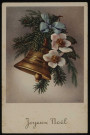 Cloche avec branche de sapin et roses de Noël.