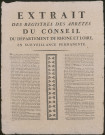 Extrait des registres des arrêtés du conseil du Département de Rhône et Loire en surveillance permanente.