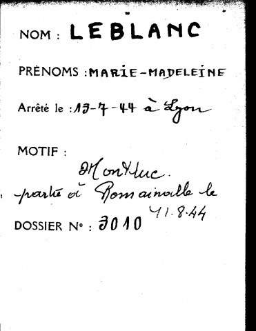LEBLANC Marie Madeleine (née COLOMBIER)