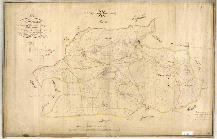 Section A dite du Bourg, feuille unique (parcelles 1-547).