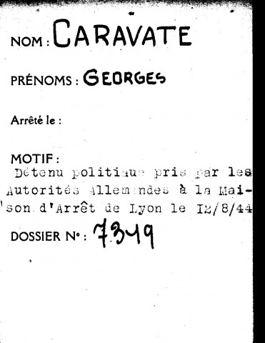 CARAVATE/CARAVATTE Georges
