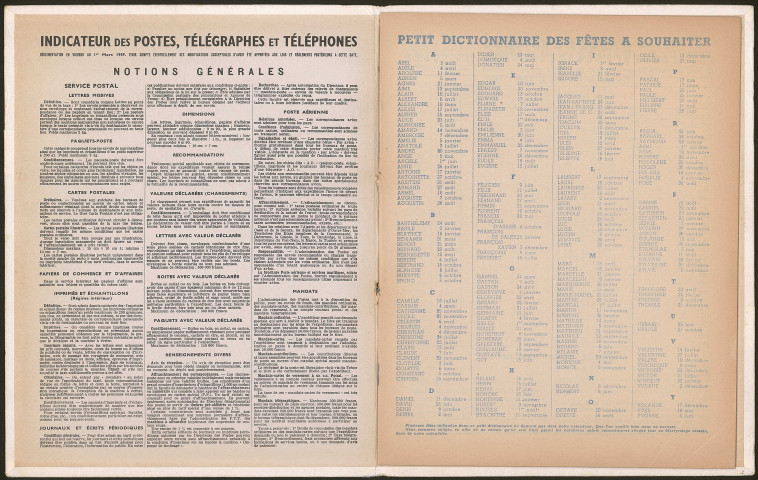 Almanach des PTT 1960.