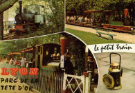 Lyon. Parc de la Tête d'Or. Le petit train. Vues multiples en mosaïque.