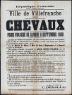 Ville de Villefranche. Chevaux. Foire franche du samedi 8 septembre 1888 (25 août 1888).