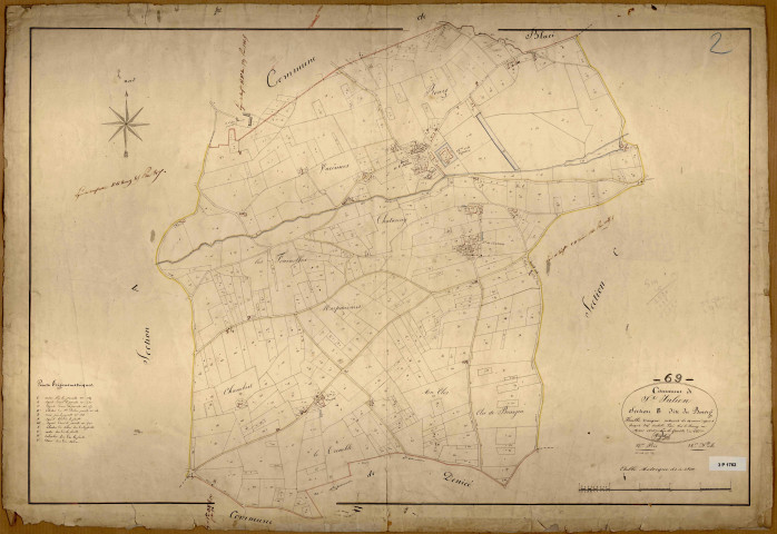 Section B dite du Bourg, feuille unique (parcelles 1-516).