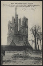 Mont-Saint-Eloi. Les tours de l'abbaye, monument historique, bombardé et détruit par les Allemands.