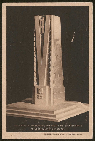 Villefranche-sur-Saône. Maquette du monument aux morts de la Résistance de Villefranche-sur-Saône.