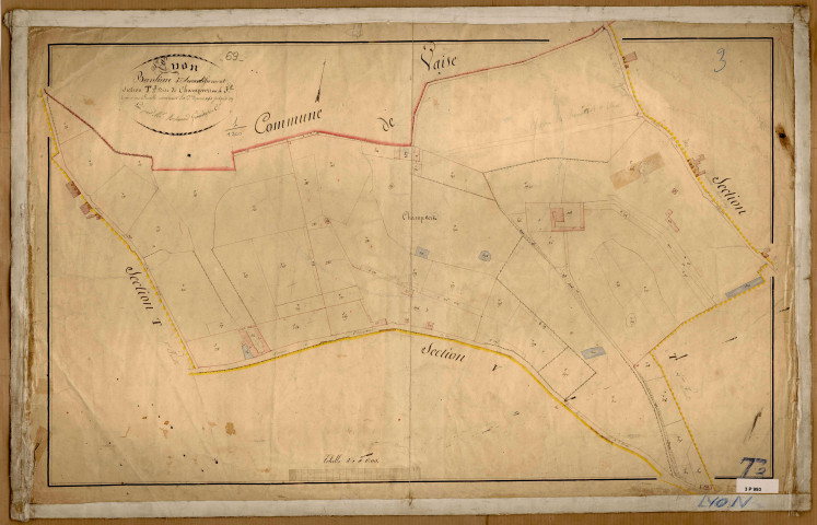 Section T dite de Champvert, feuille n°3 (parcelles 250-327).