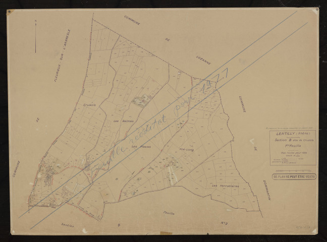 Section B dite de Cruzoles 1ère feuille. Plan cadastral révisé pour 1936. Réédition pour 1977.