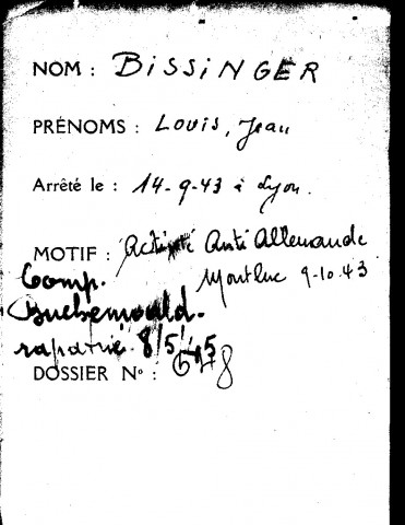 BISSINGER Louis Jean