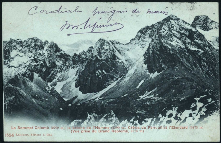 Le sommet Colomb (2700 m.), la Brèche de l'Homme (2500 m.), Crêtes du Ferrouillet l'Etendard (3473 m.).