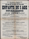 Protection des enfants du 1er âge et en particulier des nourrissons. Avis important (23 novembre 1883).