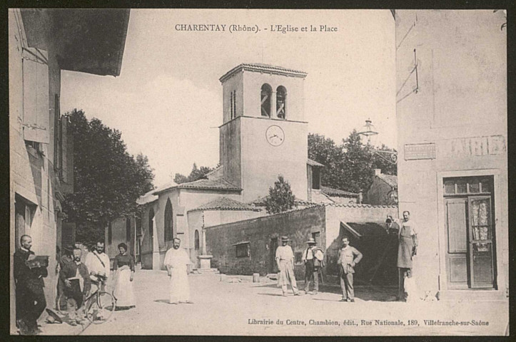 Charentay. L'église et la place.