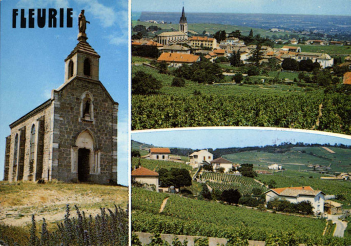 Fleurie. Vues multiples en mosaïque.