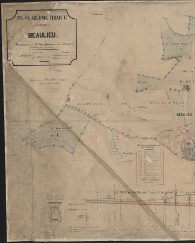 Plan géométrique du domaine de Beaulieu sur les communes de Saint-Symphorien-sur-Coise et Pomeys (septembre 1860).
