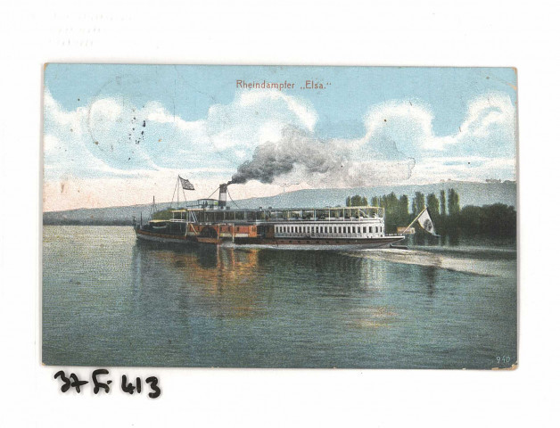 Navire à vapeur sur le Rhin.