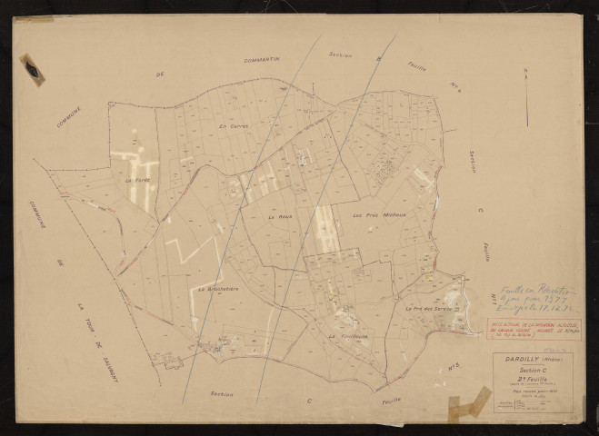 Section C 2e feuille (partie de l'ancienne 1ère feuille). Plan révisé pour 1936. Réédité pour 1977.