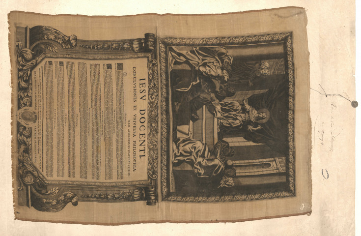 Chaponay, Alexandre de, Jesu docenti conclusiones ex universa Philosophia, [annonce de soutenance de thèse à Grenoble le 26 juin 1689].