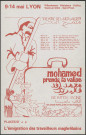 Promotion pour la pièce de théâtre Mohamed prend ta valise de Kateb Yacine par le Théâtre de la mer d’Alger, 27x42 cm, Couleur.