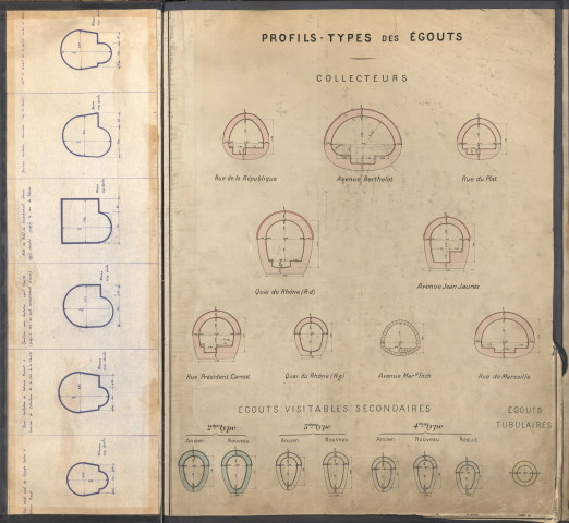 Plan d'assemblage, profils et plans n°1 à 9.